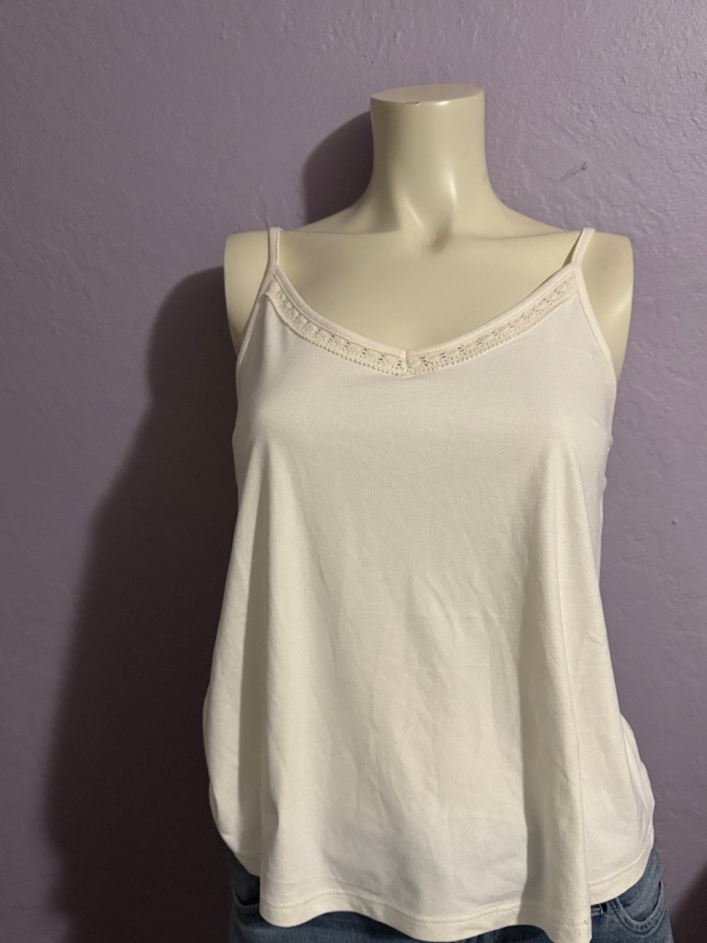 Shyanne Women's Cream Lace-Trim Camisole Tank Top